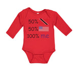 Long Sleeve Bodysuit Baby 50%Trinidad 50% American 100% Me Boy & Girl Clothes - Cute Rascals