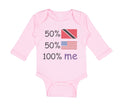 Long Sleeve Bodysuit Baby 50%Trinidad 50% American 100% Me Boy & Girl Clothes
