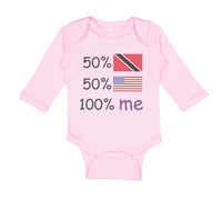 Long Sleeve Bodysuit Baby 50%Trinidad 50% American 100% Me Boy & Girl Clothes - Cute Rascals