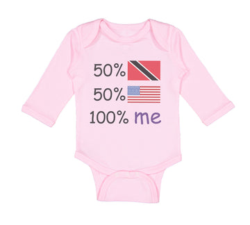 Long Sleeve Bodysuit Baby 50%Trinidad 50% American 100% Me Boy & Girl Clothes