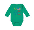 Long Sleeve Bodysuit Baby Brazil Usa Flag Design Boy & Girl Clothes Cotton