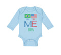 Long Sleeve Bodysuit Baby Brazil Usa Flag Design Boy & Girl Clothes Cotton