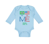 Long Sleeve Bodysuit Baby Brazil Usa Flag Design Boy & Girl Clothes Cotton - Cute Rascals