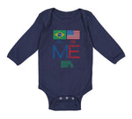 Long Sleeve Bodysuit Baby Brazil Usa Flag Design Boy & Girl Clothes Cotton - Cute Rascals