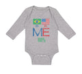 Long Sleeve Bodysuit Baby Brazil Usa Flag Design Boy & Girl Clothes Cotton