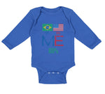 Long Sleeve Bodysuit Baby Brazil Usa Flag Design Boy & Girl Clothes Cotton - Cute Rascals