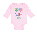 Long Sleeve Bodysuit Baby Brazil Usa Flag Design Boy & Girl Clothes Cotton