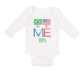 Long Sleeve Bodysuit Baby Brazil Usa Flag Design Boy & Girl Clothes Cotton