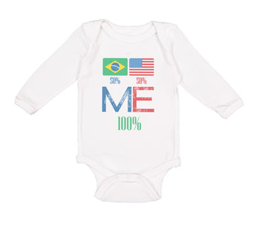 Long Sleeve Bodysuit Baby Brazil Usa Flag Design Boy & Girl Clothes Cotton