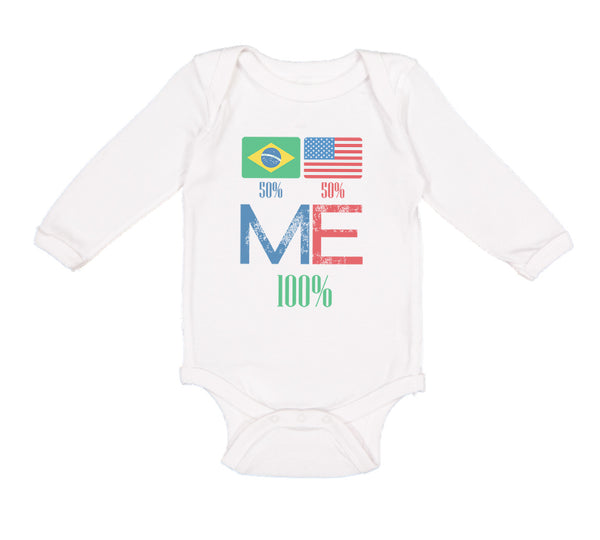 Long Sleeve Bodysuit Baby Brazil Usa Flag Design Boy & Girl Clothes Cotton - Cute Rascals