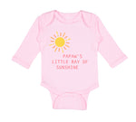 Long Sleeve Bodysuit Baby Papaw's Little Ray of Sunshine Grandpa Grandfather