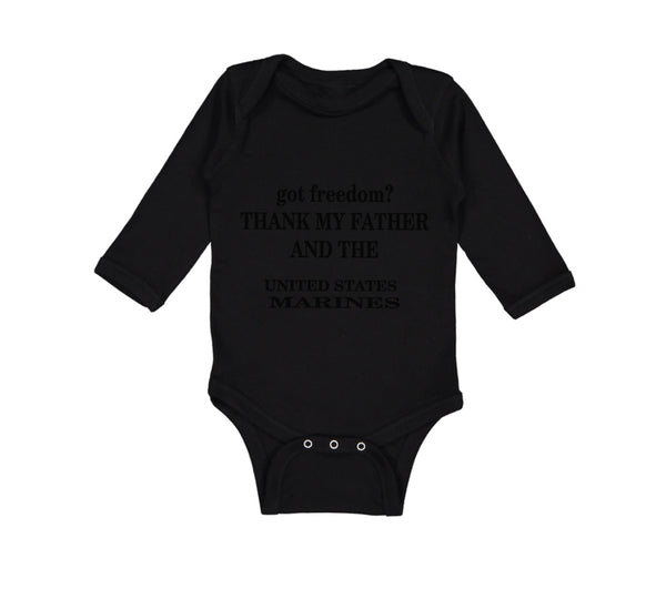 Long Sleeve Bodysuit Baby Got Freedom Thank Father and Us Marines Cotton - Cute Rascals