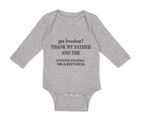 Long Sleeve Bodysuit Baby Got Freedom Thank Father and Us Marines Cotton - Cute Rascals