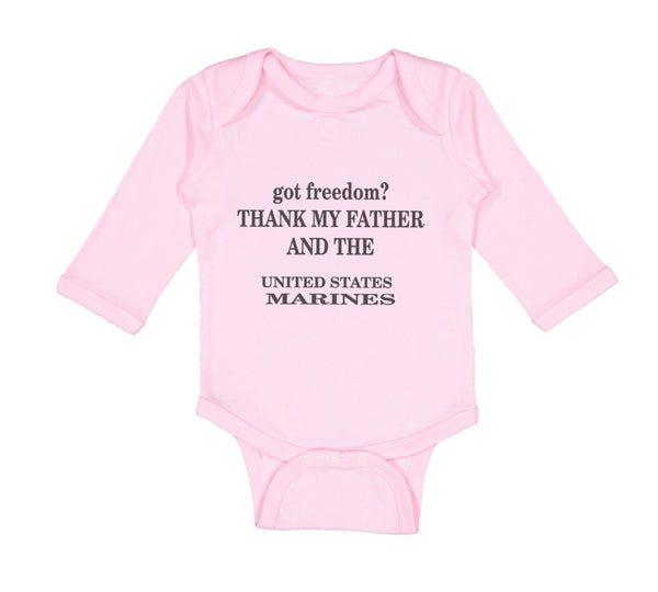 Long Sleeve Bodysuit Baby Got Freedom Thank Father and Us Marines Cotton - Cute Rascals