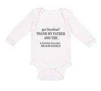 Long Sleeve Bodysuit Baby Got Freedom Thank Father and Us Marines Cotton - Cute Rascals