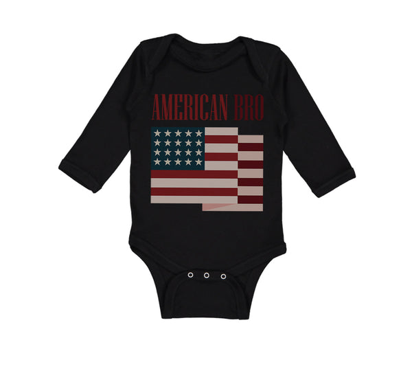 Long Sleeve Bodysuit Baby American Bro 4Th of July Independence Brother Funny - Cute Rascals