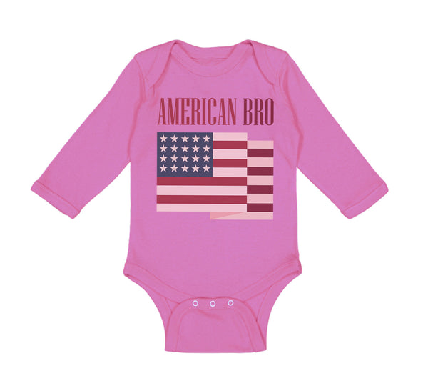 Long Sleeve Bodysuit Baby American Bro 4Th of July Independence Brother Funny - Cute Rascals