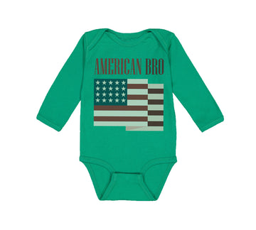 Long Sleeve Bodysuit Baby American Bro 4Th of July Independence Brother Funny