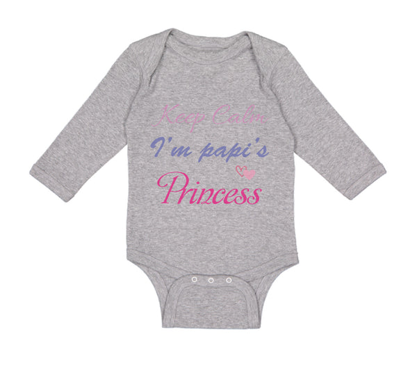 Long Sleeve Bodysuit Baby Keep Calm I'M Papi's Princess Boy & Girl Clothes