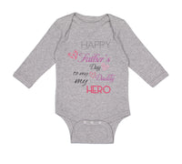 Long Sleeve Bodysuit Baby Happy Father's Day Daddy Hero Military Cotton - Cute Rascals