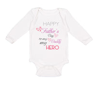 Long Sleeve Bodysuit Baby Happy Father's Day Daddy Hero Military Cotton - Cute Rascals