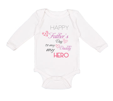 Long Sleeve Bodysuit Baby Happy Father's Day Daddy Hero Military Cotton