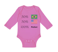 Long Sleeve Bodysuit Baby 50% Brazilian American 100% Perfect #2 Cotton - Cute Rascals