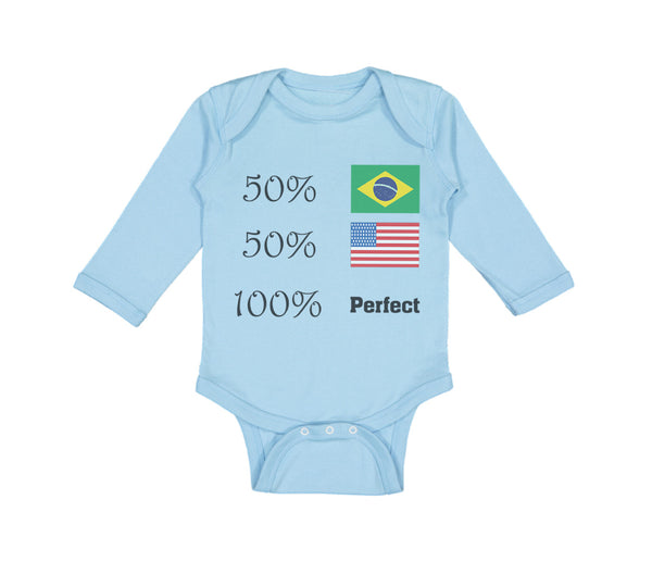 Long Sleeve Bodysuit Baby 50% Brazilian American 100% Perfect #2 Cotton - Cute Rascals