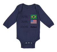 Long Sleeve Bodysuit Baby 50% Brazilian American 100% Perfect #2 Cotton - Cute Rascals