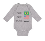 Long Sleeve Bodysuit Baby 50% Brazilian American 100% Perfect #2 Cotton - Cute Rascals