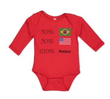 Long Sleeve Bodysuit Baby 50% Brazilian American 100% Perfect #2 Cotton