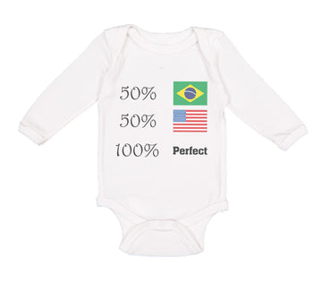 Long Sleeve Bodysuit Baby 50% Brazilian American 100% Perfect #2 Cotton