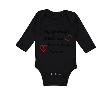 Long Sleeve Bodysuit Baby Grandpa Sends Me Kisses Heaven Grandfather Cotton