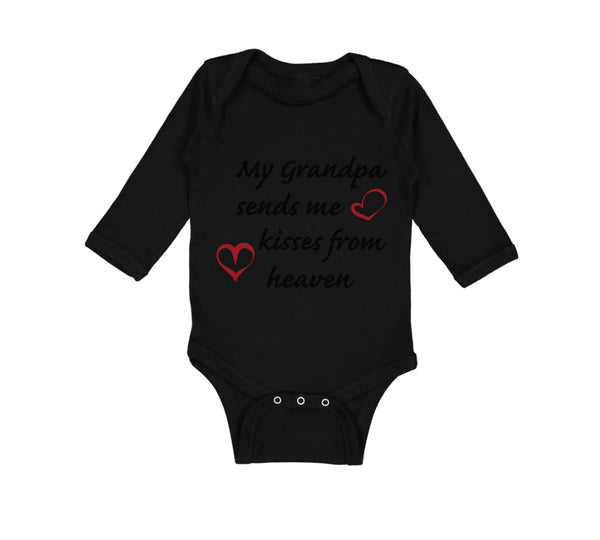 Long Sleeve Bodysuit Baby Grandpa Sends Me Kisses Heaven Grandfather Cotton - Cute Rascals