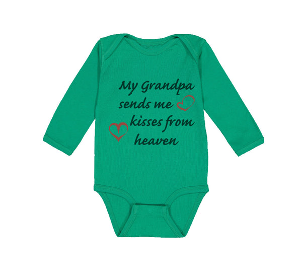 Long Sleeve Bodysuit Baby Grandpa Sends Me Kisses Heaven Grandfather Cotton - Cute Rascals
