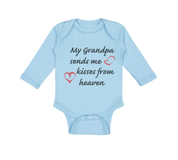 Long Sleeve Bodysuit Baby Grandpa Sends Me Kisses Heaven Grandfather Cotton