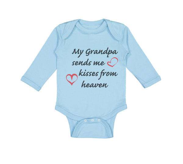 Long Sleeve Bodysuit Baby Grandpa Sends Me Kisses Heaven Grandfather Cotton - Cute Rascals