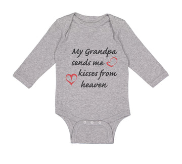 Long Sleeve Bodysuit Baby Grandpa Sends Me Kisses Heaven Grandfather Cotton