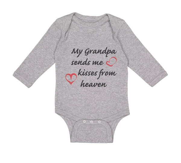 Long Sleeve Bodysuit Baby Grandpa Sends Me Kisses Heaven Grandfather Cotton - Cute Rascals