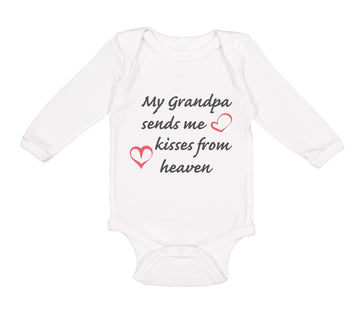 Long Sleeve Bodysuit Baby Grandpa Sends Me Kisses Heaven Grandfather Cotton