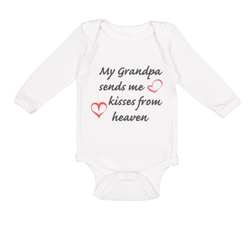 Long Sleeve Bodysuit Baby Grandpa Sends Me Kisses Heaven Grandfather Cotton