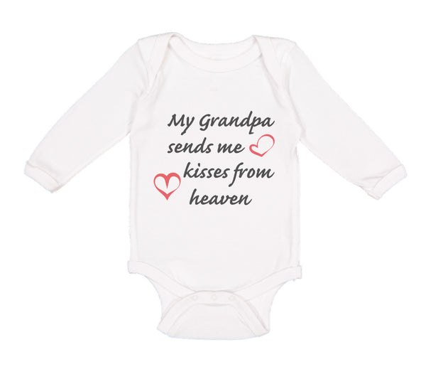 Long Sleeve Bodysuit Baby Grandpa Sends Me Kisses Heaven Grandfather Cotton - Cute Rascals