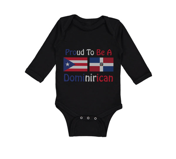 Long Sleeve Bodysuit Baby Proud to Be Puerto Rican & Dominican Cotton