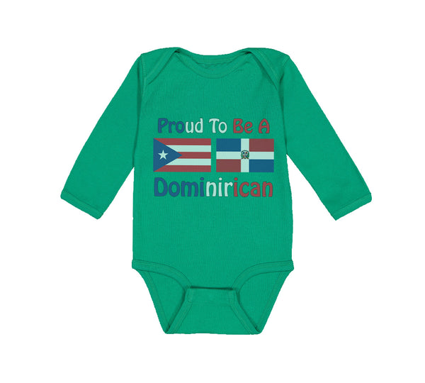 Long Sleeve Bodysuit Baby Proud to Be Puerto Rican & Dominican Cotton