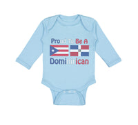 Long Sleeve Bodysuit Baby Proud to Be Puerto Rican & Dominican Cotton