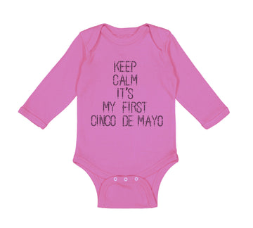 Long Sleeve Bodysuit Baby Keep Calm It's My First Cinco De Mayo Cotton