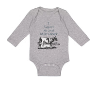 Long Sleeve Bodysuit Baby I Support My Local Dairy Farmer Funny Humor Cotton