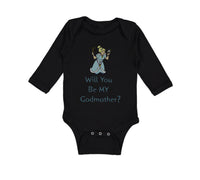 Long Sleeve Bodysuit Baby Will You Be My Godmother Pregnancy Baby Announcement D