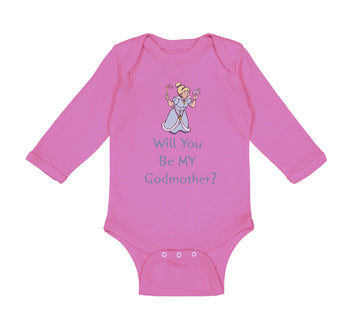 Long Sleeve Bodysuit Baby Will You Be My Godmother Pregnancy Baby Announcement D