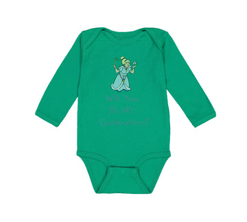 Long Sleeve Bodysuit Baby Will You Be My Godmother Pregnancy Baby Announcement D